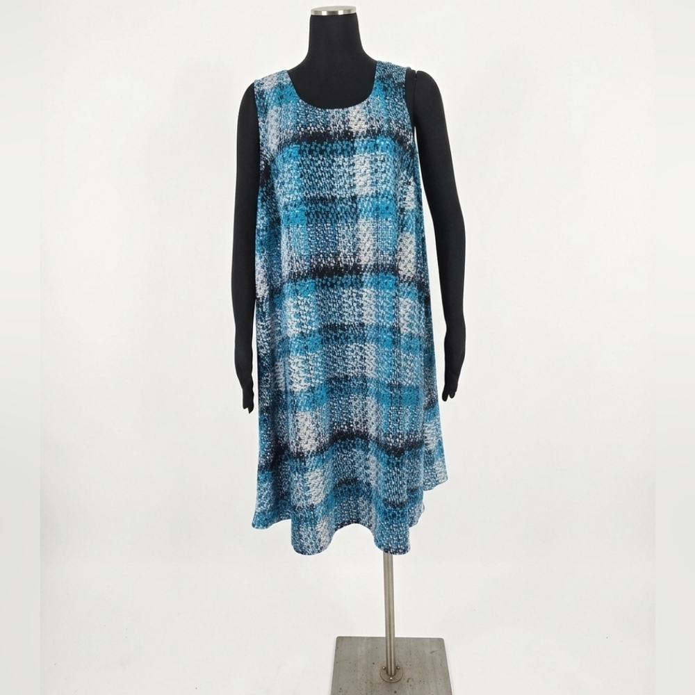 Lane Bryant Blue and Black Checkered Midi Dress